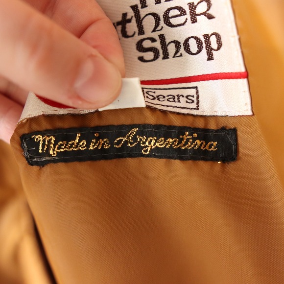 Sears The Leather Shop Vintage Mens PATENT BROWN LEATHER Blazer Jacket 42R 70s - Picture 4 of 14